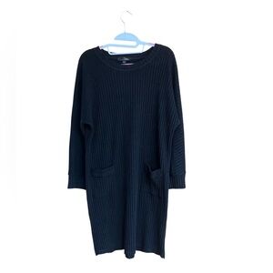 Susan Graver Black Ribbed Crew Neck Sweater Dress